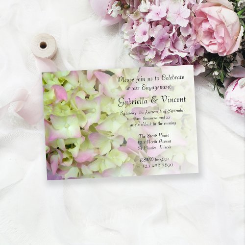 Almost Pink Hydrangea Floral Engagement Party Invitation