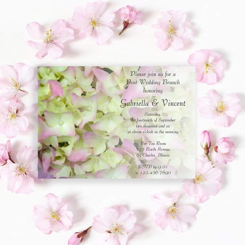Almost Pink Hydrangea Floral Post Wedding Brunch Invitation