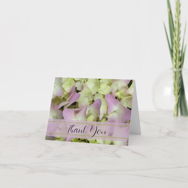 Almost Pink Hydrangea Floral Thank You Card (Front)