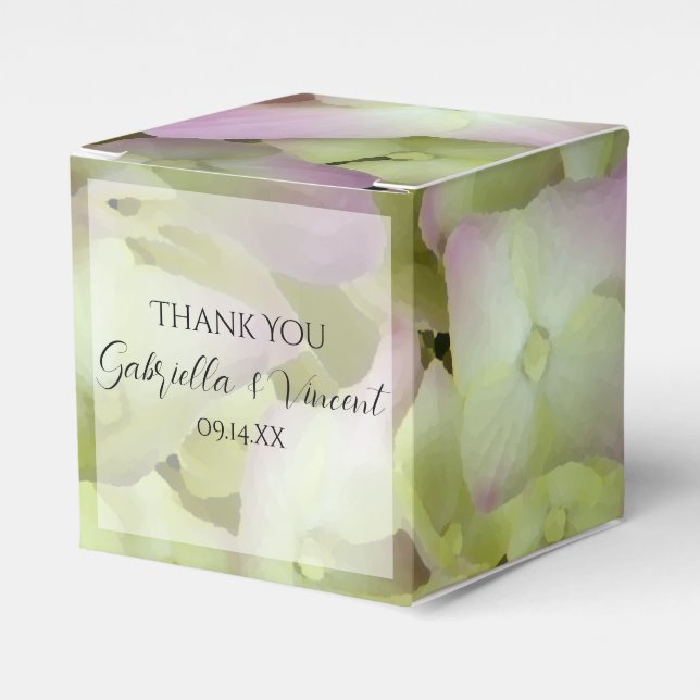 Almost Pink Hydrangea Floral Wedding Favor Boxes (Front Side)