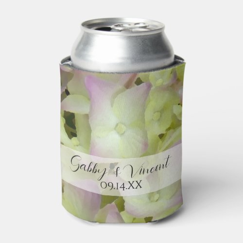 Almost Pink Hydrangea Floral Wedding Favor Can Cooler
