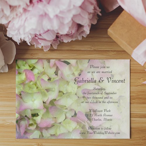 Almost Pink Hydrangea Floral Wedding Invitation