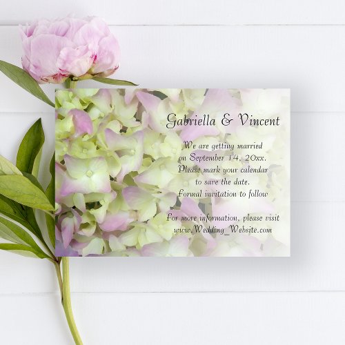 Almost Pink Hydrangea Floral Wedding Save the Date Invitation