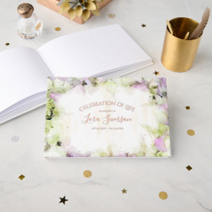 Almost Pink Hydrangea Flower Celebration of Life Foil Guest Book