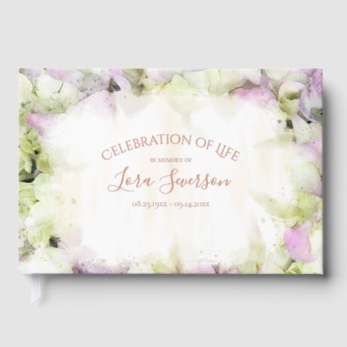 Almost Pink Hydrangea Flower Celebration of Life Foil Guest Book