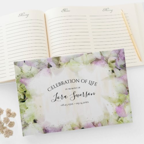 Almost Pink Hydrangea Flower Celebration of Life Guest Book