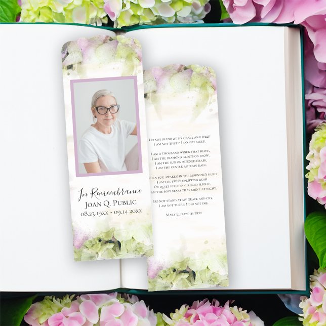Almost Pink Hydrangea Flower Funeral Prayer Card Bookmarks (Creator Uploaded)