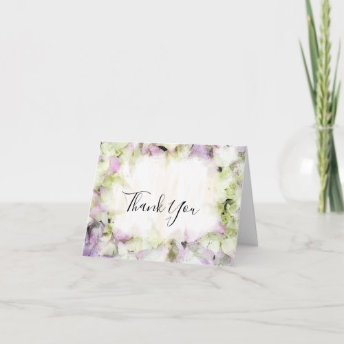 Almost Pink Hydrangea Flower Watercolor Sympathy  Thank You Card