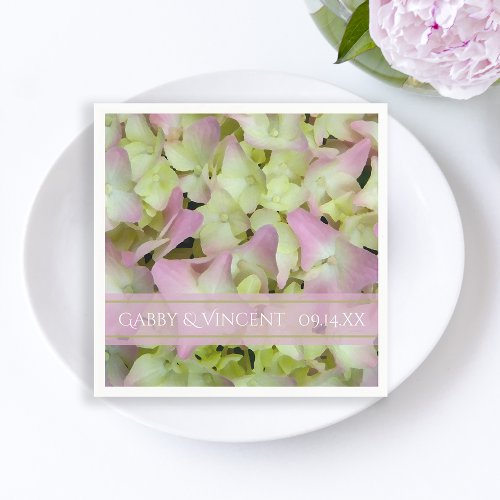 Almost Pink Hydrangea Flower Wedding Paper Napkins