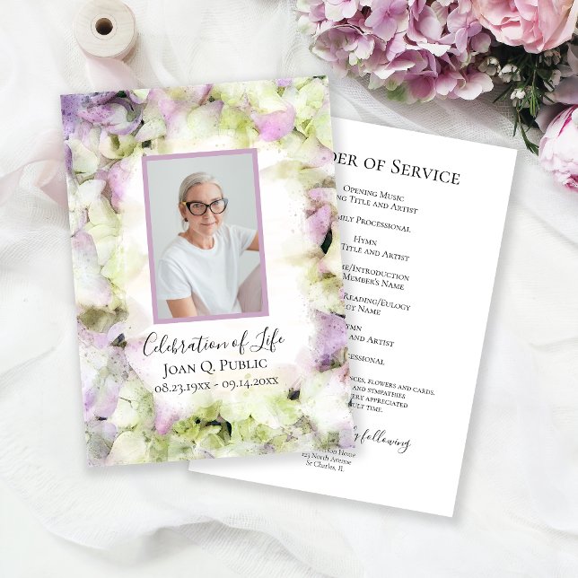 Almost Pink Hydrangea Flowers Funeral Service Program (Creator Uploaded)