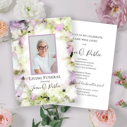 Almost Pink Hydrangea Flowers Living Funeral Party Invitation