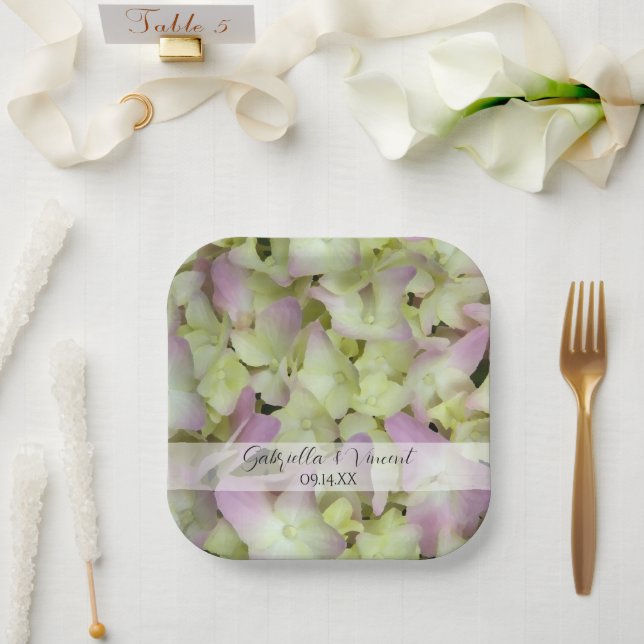 Almost Pink Hydrangea Flowers Wedding Paper Plates (Wedding)