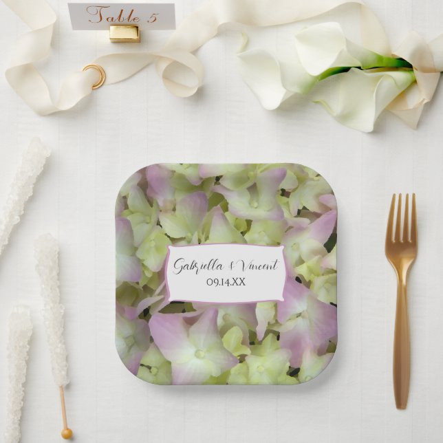 Almost Pink Hydrangea Flowers Wedding Paper Plates (Wedding)