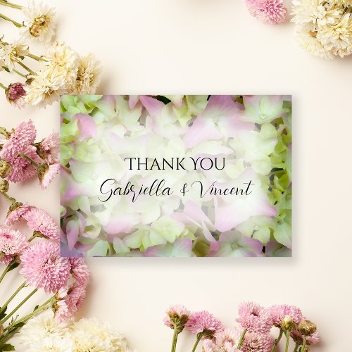 Almost Pink Hydrangea Flowers Wedding Thank You Invitation