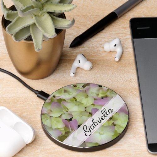 Almost Pink Hydrangea Flowers Wireless Charger