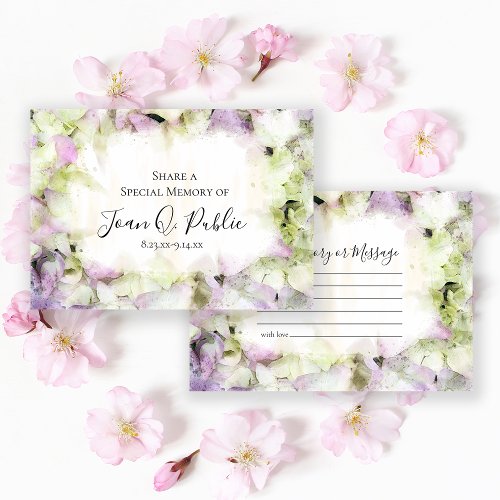 Almost Pink Hydrangea Share a Memory Funeral  Note Card