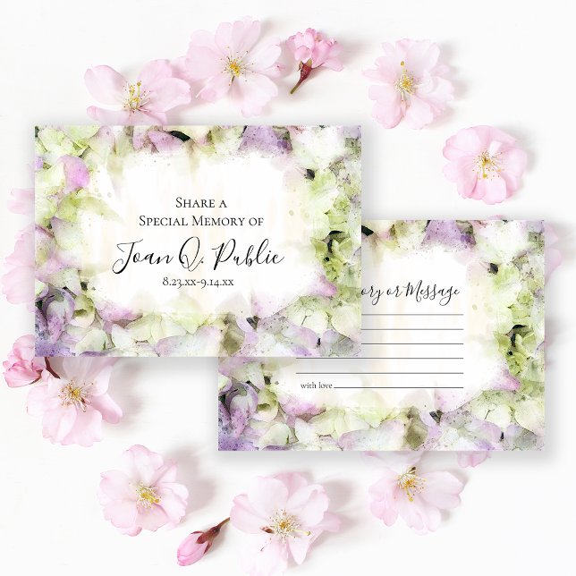Almost Pink Hydrangea Share a Memory Funeral  Note Card (Creator Uploaded)
