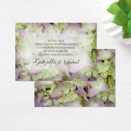 Almost Pink Hydrangea Wedding Charity Favor Card