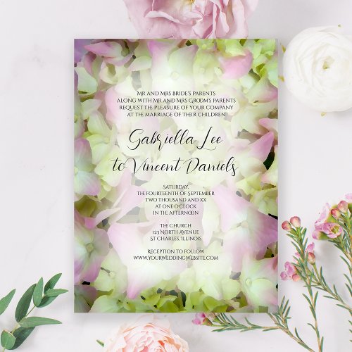 Almost Pink Hydrangea Wedding Invitation