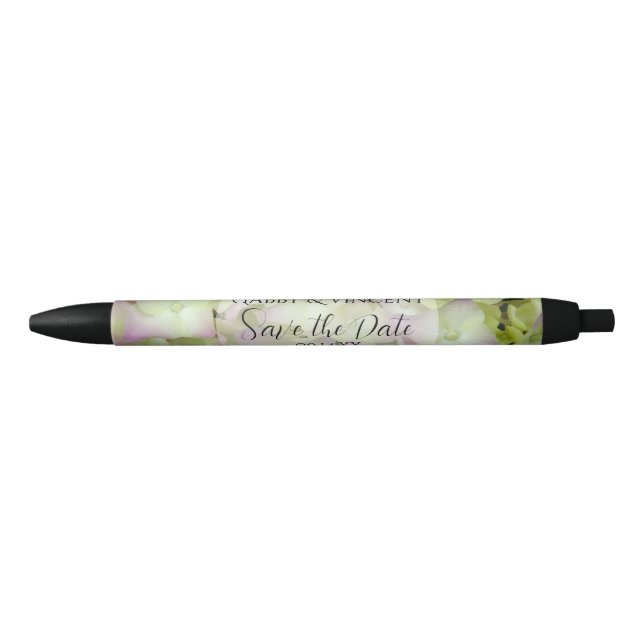 Almost Pink Hydrangea Wedding Save the Date Pen (Front)