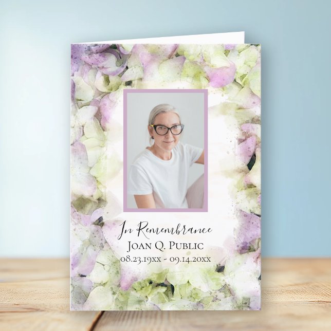 Almost Pink Hydrangeas Funeral Service Folded Program (Creator Uploaded)