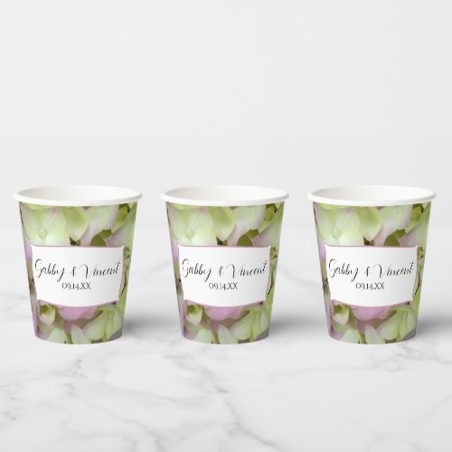 Almost Pink Hydrangeas Wedding Paper Cups