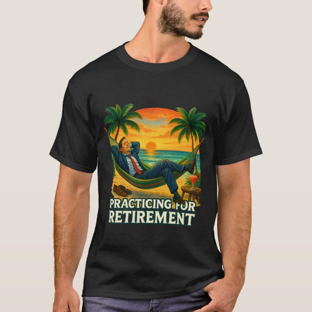 Almost Retired Beach Sunset Hammock T-Shirt (Front)