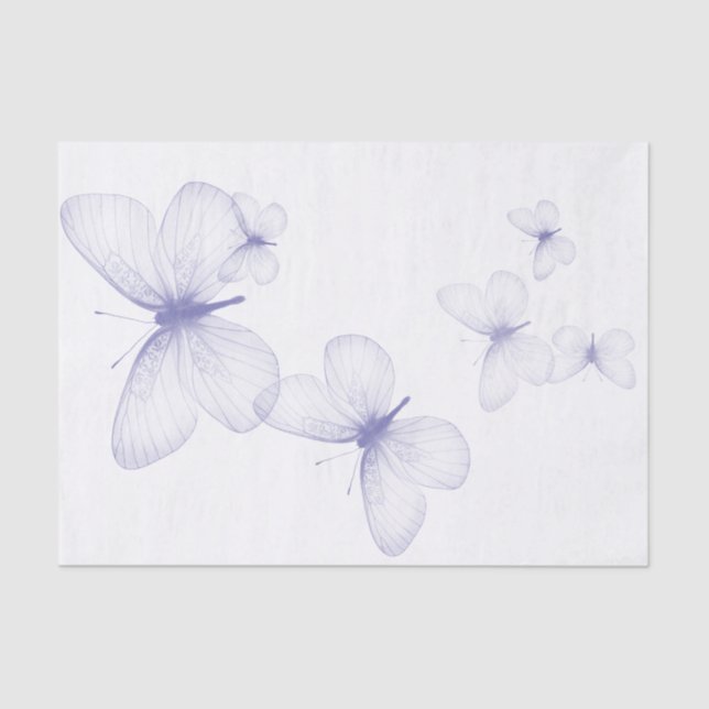 Almost Translucent Purple Butterflies Tissue Paper (Front)