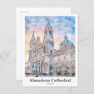 Almudena Cathedral Madrid Spain Travel Watercolor Postcard