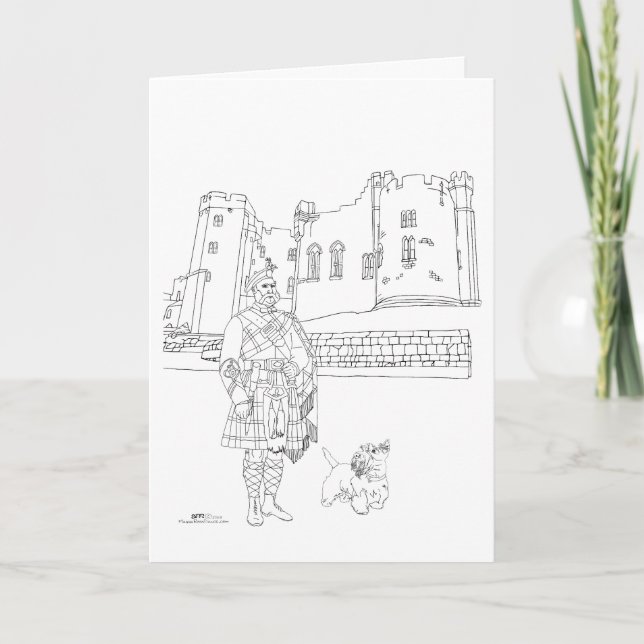 Alnwick Castle, Kilted Gent, Scottie Dog Card (Front)