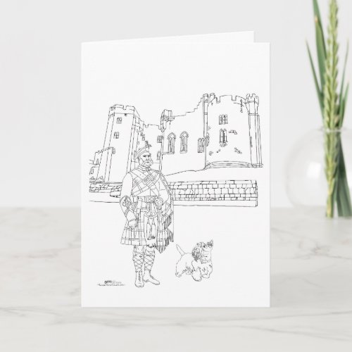 Alnwick Castle Kilted Gent Scottie Dog Card