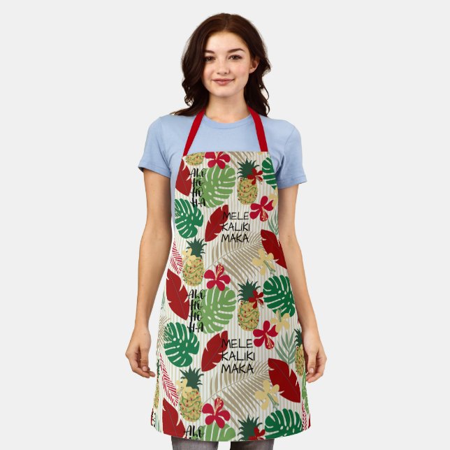 ALO-HO-HO-HA Hawaiian Tropical Holiday  Apron (Worn)