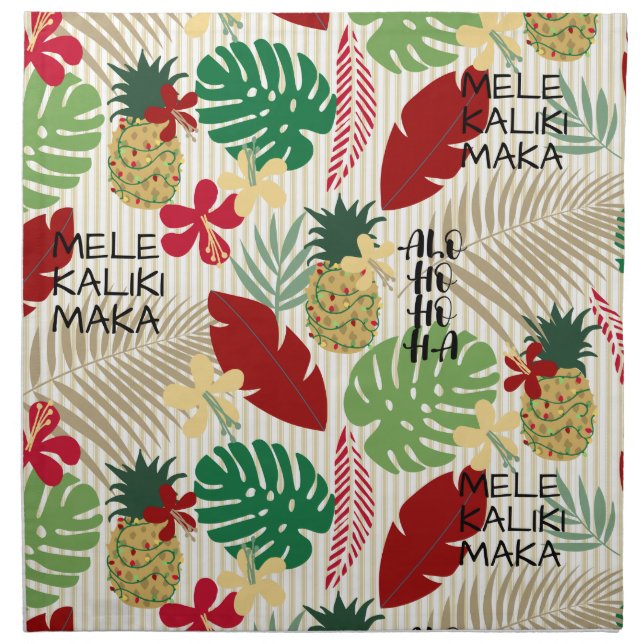 ALO-HO-HO-HA Hawaiian Tropical Holiday  Cloth Napkin (Front)