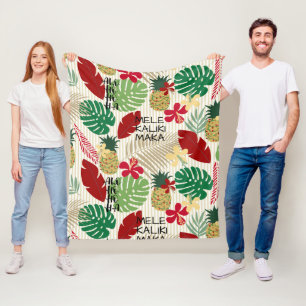 ALO-HO-HO-HA Hawaiian Tropical Holiday  Fleece Blanket