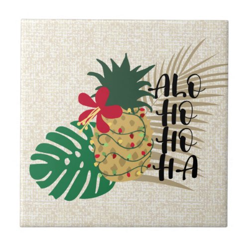 ALO_HO_HO_HA Hawaiian Tropical Pineapple Ceramic Tile