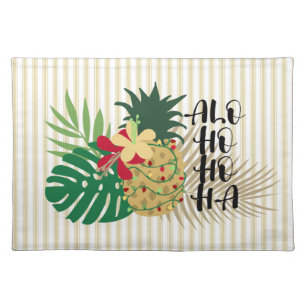 ALO-HO-HO-HA Hawaiian Tropical Pineapple Cloth Placemat