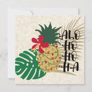 ALO-HO-HO-HA Hawaiian Tropical Pineapple Holiday Card