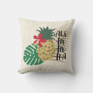 ALO-HO-HO-HA Hawaiian Tropical Pineapple Outdoor Pillow
