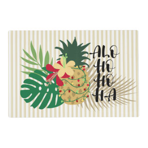 ALO-HO-HO-HA Hawaiian Tropical Pineapple Reverse Placemat