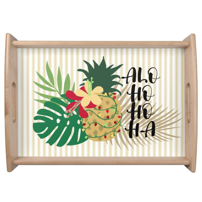ALO-HO-HO-HA Hawaiian Tropical Pineapple Serving Tray (Front)