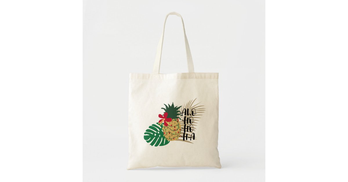 Tropical Pineapple Shopper Bag Black Striped Print Shoulder Bag