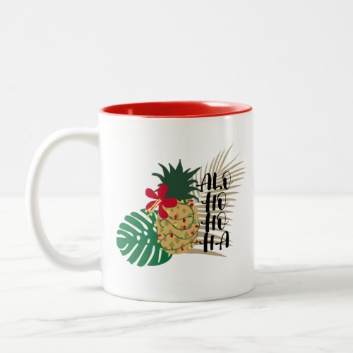 ALO_HO_HO_HA Hawaiian Tropical Pineapple Two_Tone Coffee Mug
