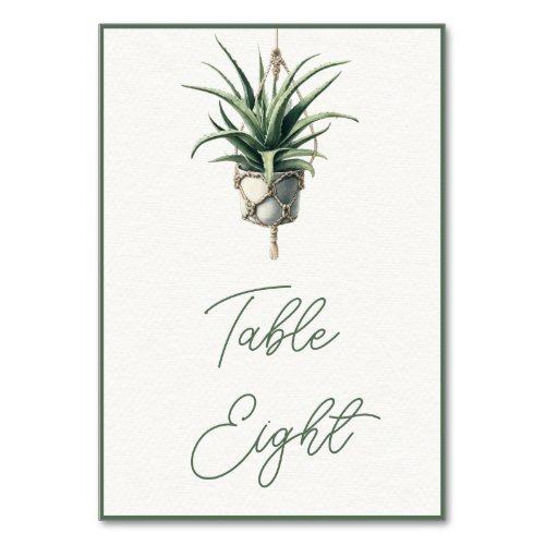 Aloe Boho Chic Botanical Greenery Plant Minimal Table Number