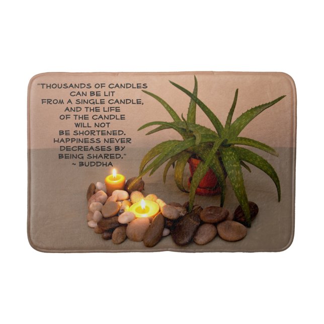 Aloe Candles and River Rocks Happiness Quote Bath Mat (Front)