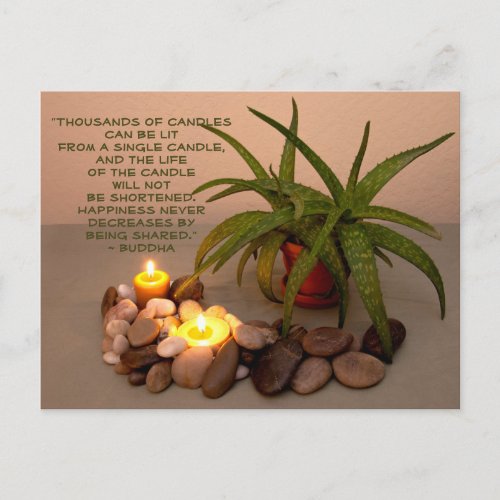 Aloe Candles and River Rocks  Happiness Quote Postcard