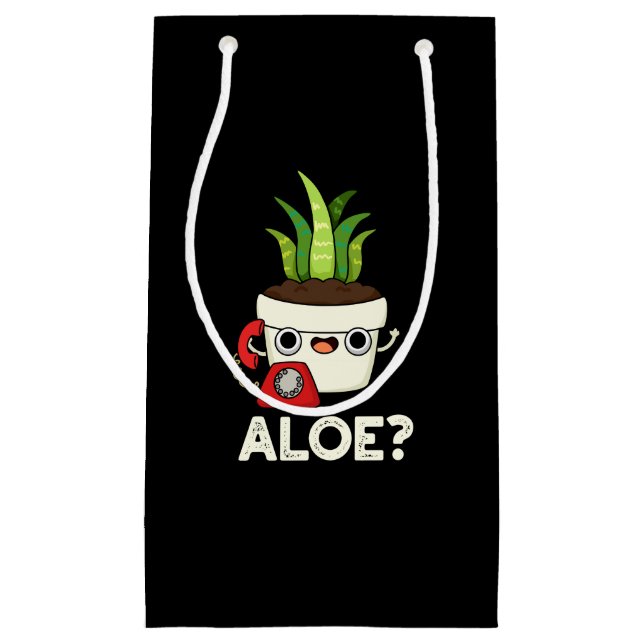 Aloe Funny Plant Hello Pun Dark BG Small Gift Bag (Front)