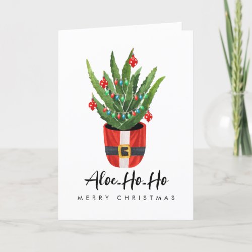 Aloe Ho Ho Merry Christmas Santa Houseplant Holida Holiday Card