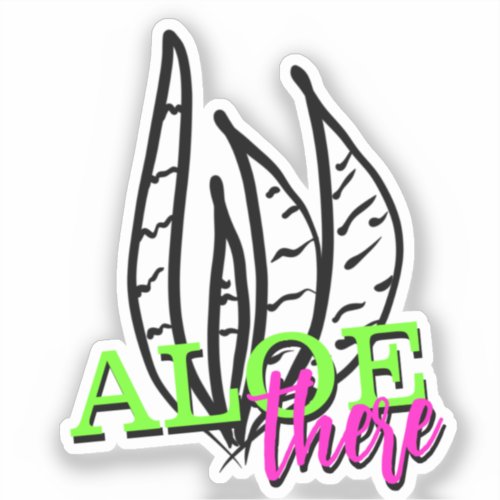 Aloe Plant Neon Script Lettering Sticker