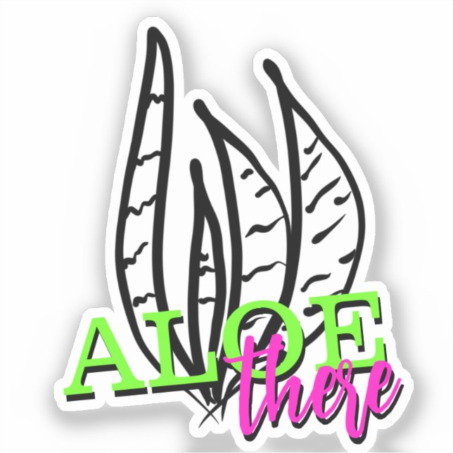 Aloe Plant Neon Script Lettering Sticker (Front)