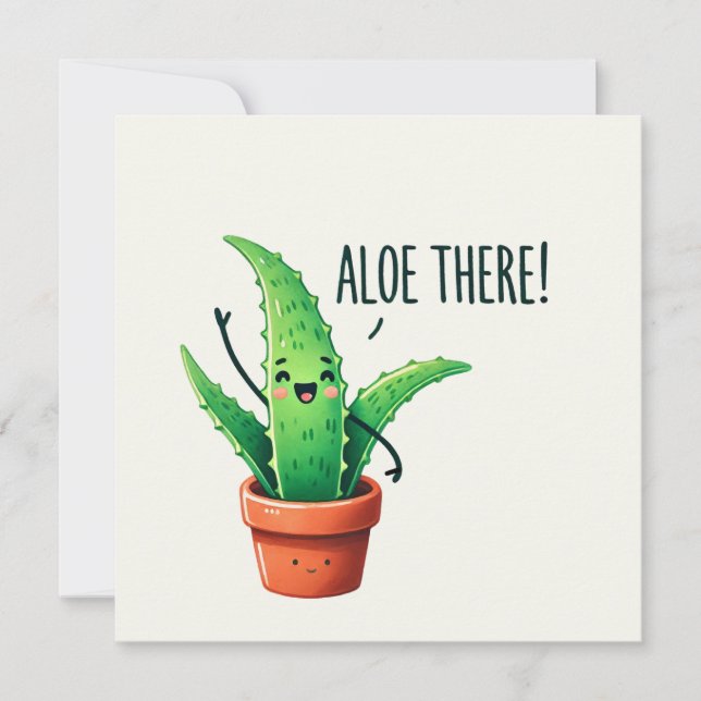 Aloe There! Cute Aloe Vera Plant Postcard (Front)